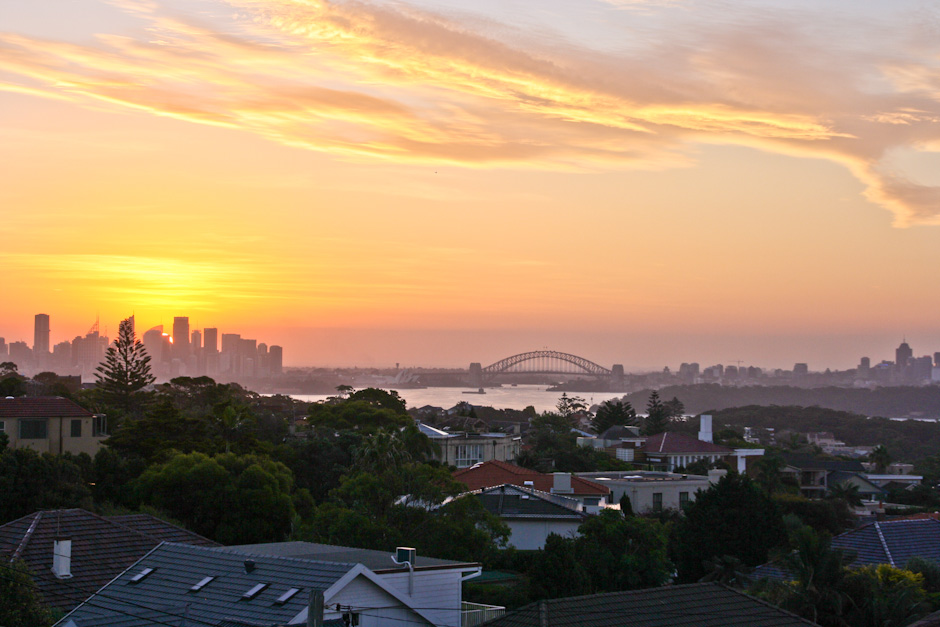Sonnenuntergang über Sydney, The Gap, Watsons Bay
